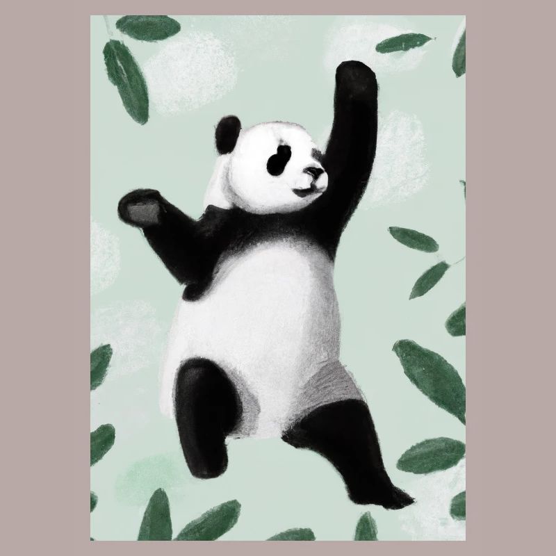 Panda zwischen Blättern