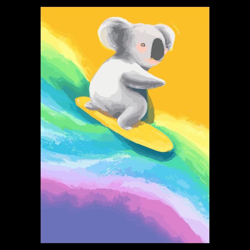 Surfender Regenbogen-Koala