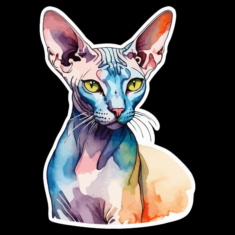 Sphynx Katze Wasserfarben
