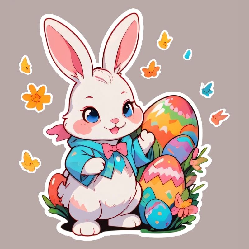 Easter Bunny with Multiple Eggs
