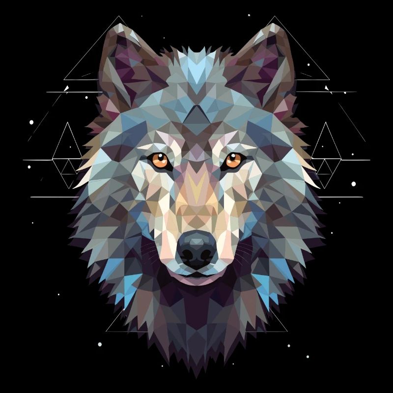 Geometric wolf's head