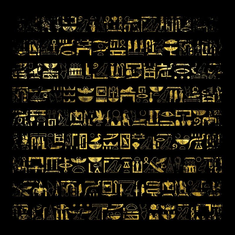 Golden Egyptian hieroglyphs pattern
