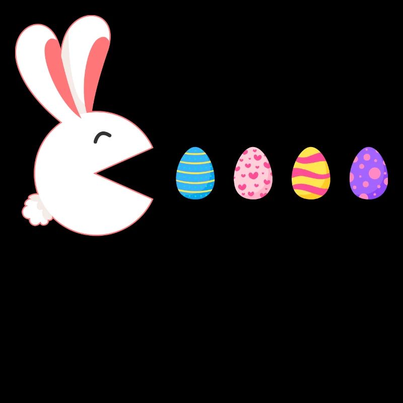 Joyeux lapin de Pâques gamer mangeant des œufs de Pâques