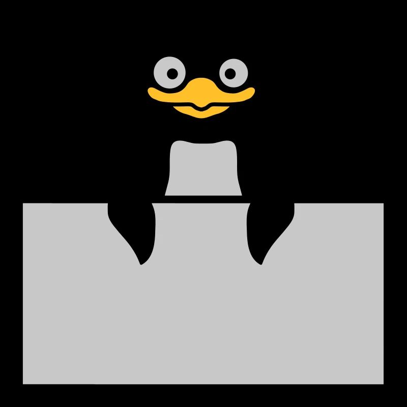 Alberner Pinguin hinter Schild