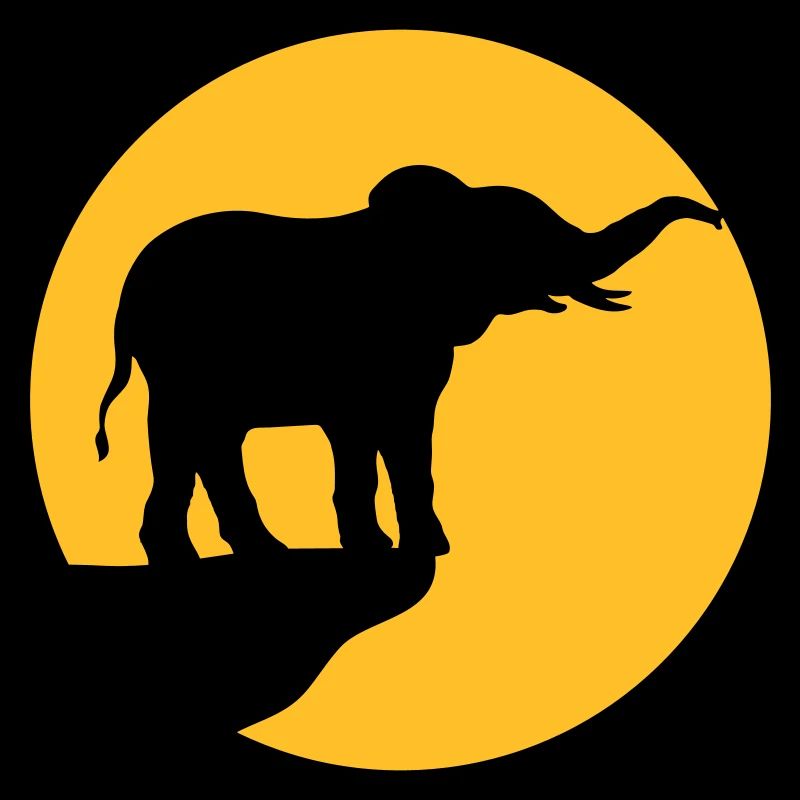 Silhouette Cliff Moon Éléphant