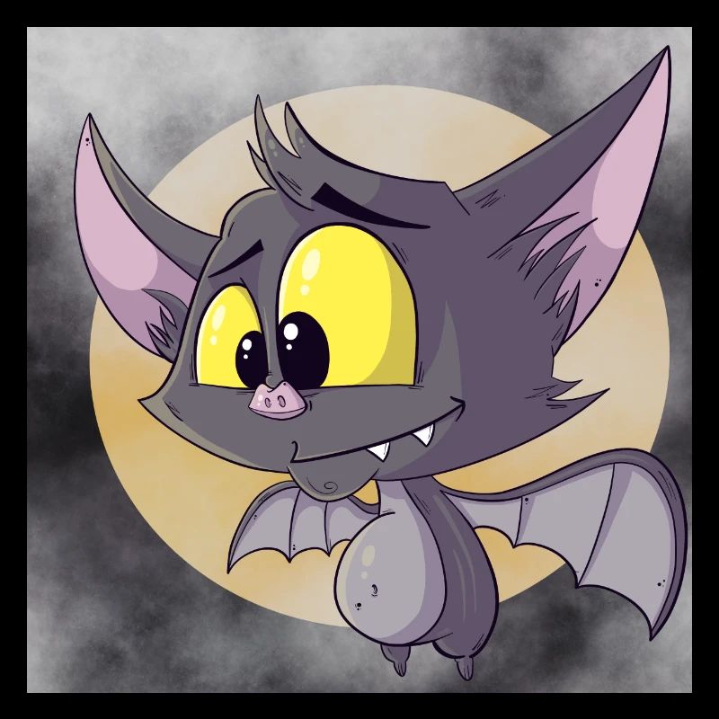 Bat with moon and clouds in the background