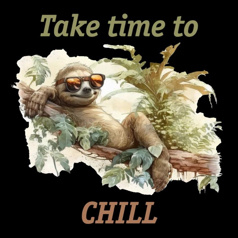 Faultier Take time to Chill Design Aquarell Style