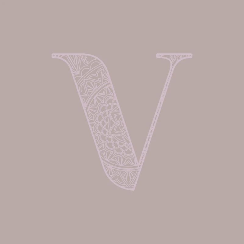 Mandala Monogram Initial in Dusky Pink - Letter V