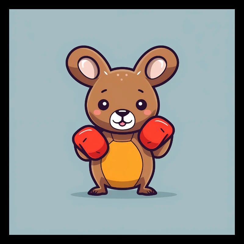 Cute kangaroo with box gloves