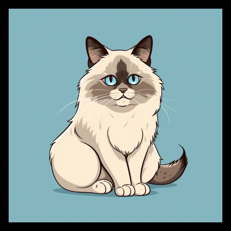 Porträt einer Ragdollkatze Comic Cartoon