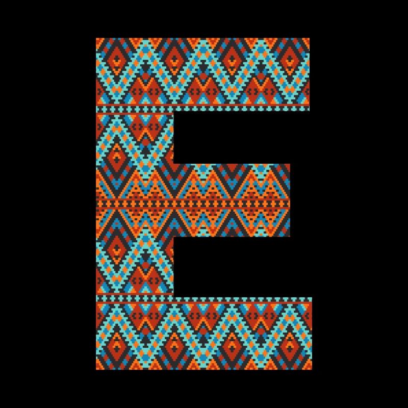 Lettre E- design boho, monogramme coloré