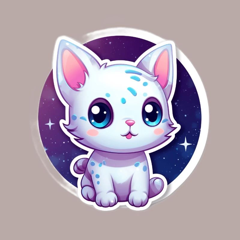 Mignon chat de dessin animé flottant dans l’espace