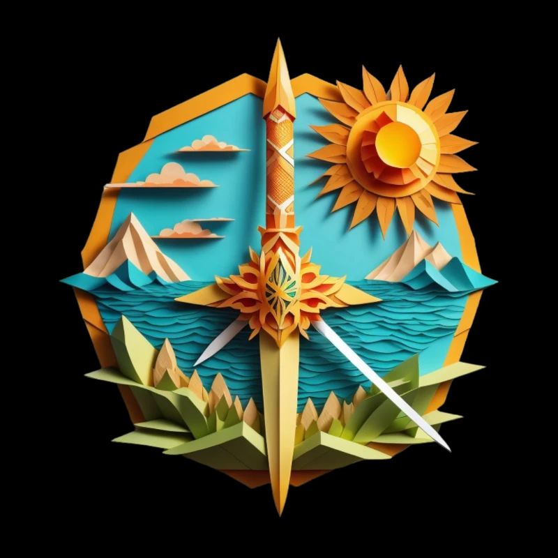 Summer beach origami sword