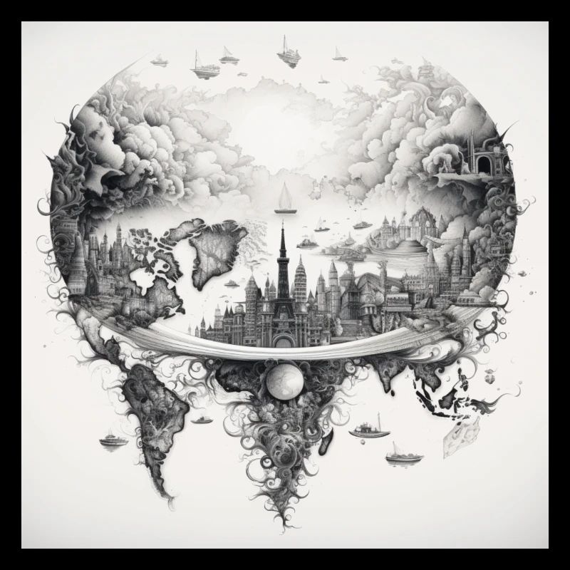 world map black and withe