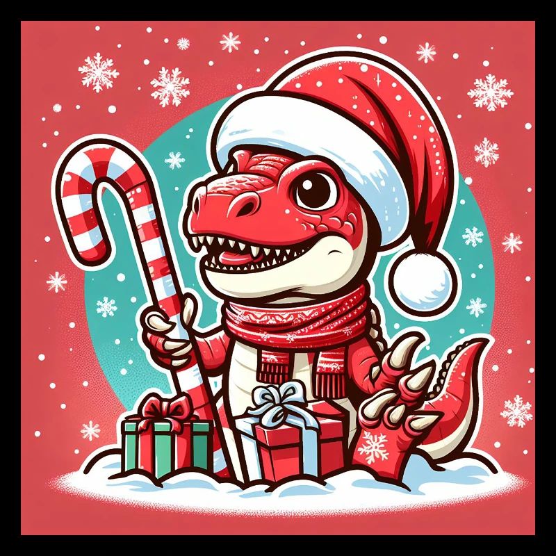 Red Christmas Dinosaur