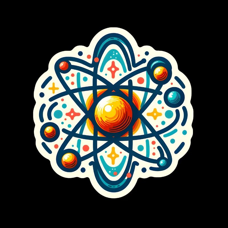 Quanten-Physik Sticker, künstlerisches Atom-Modell