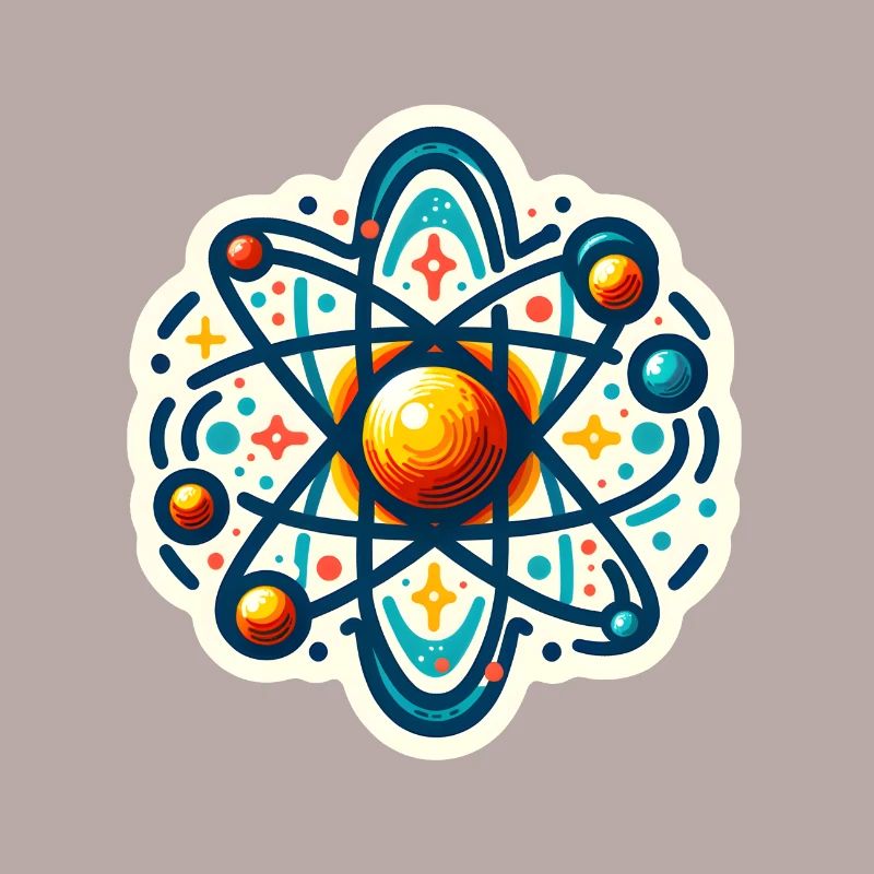 Quantum Physics Planner Stickers, Artistic Atom Model
