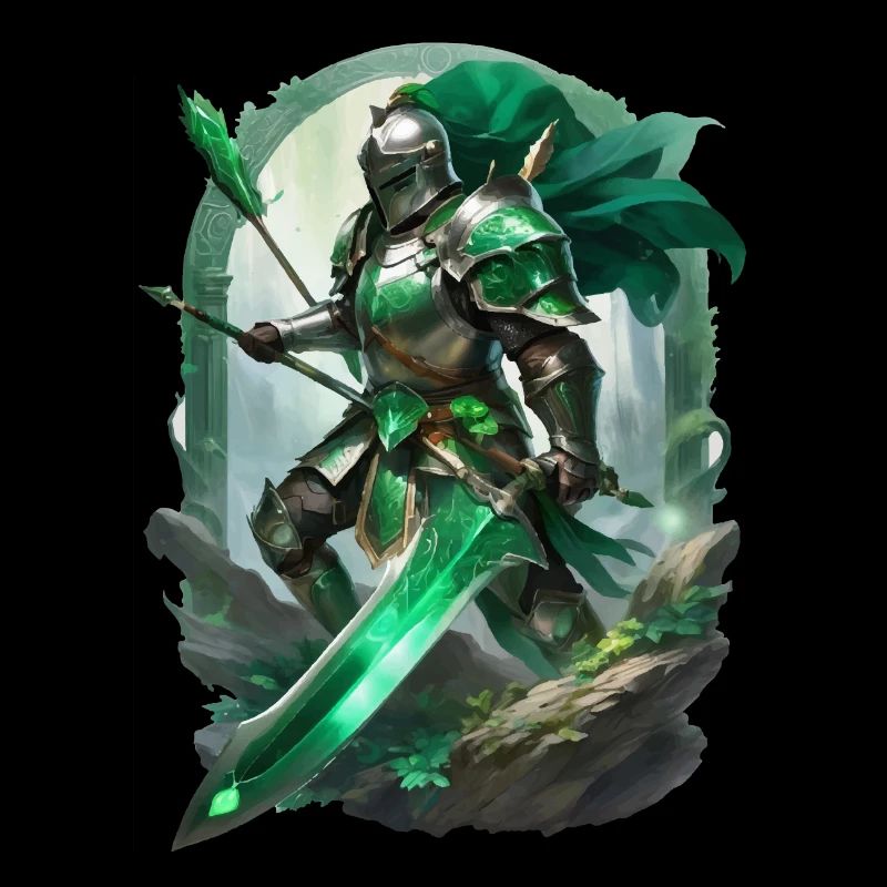 Armored knight dressed in bright green