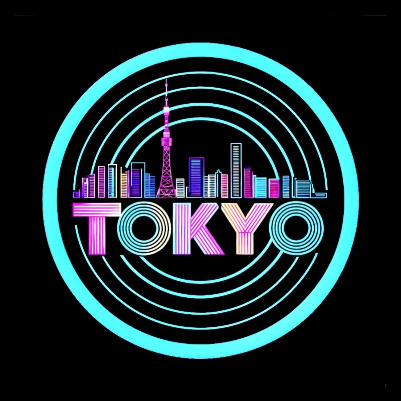 Tokyo Skyline1980 ' s Synthwave rétro néon Tee