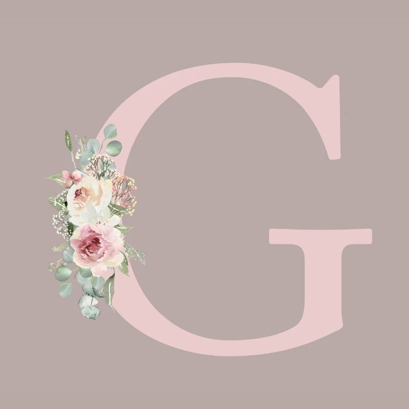 G| Monogramme | Eucalyptus Pastel Fleur Bleu