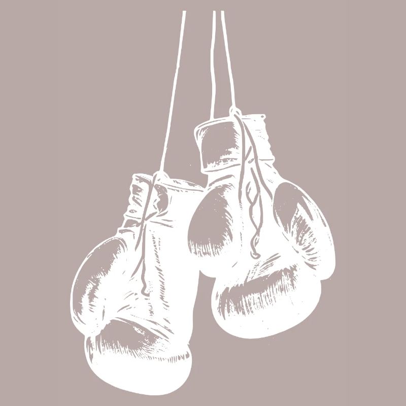 Conception de gants de boxe blancs suspendus. Conception de logo