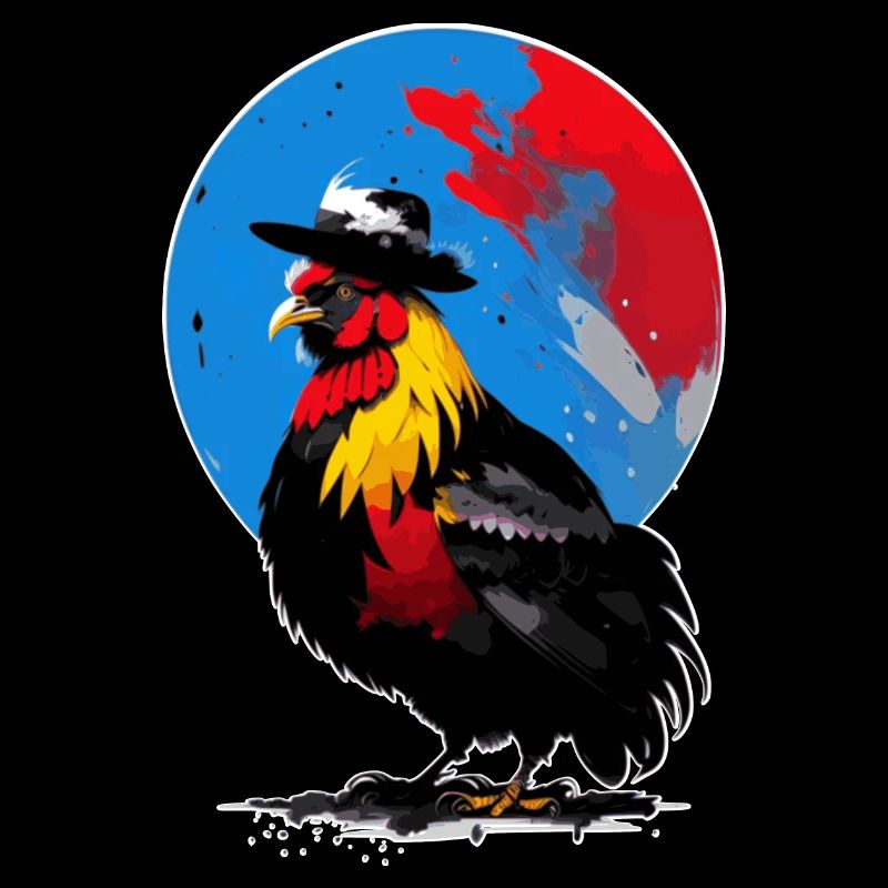 Coq avec chapeau