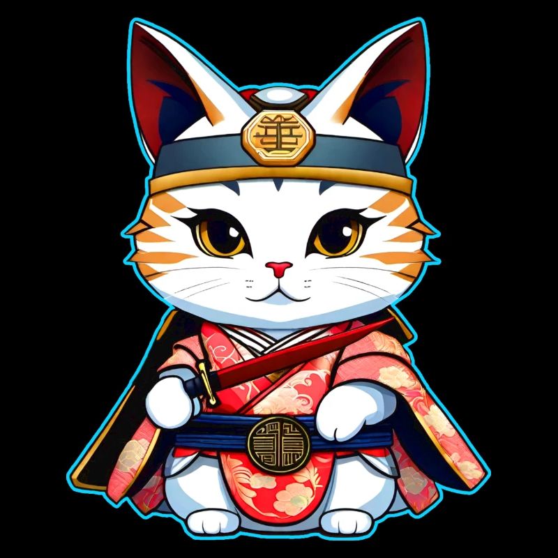 Cute samurai cat