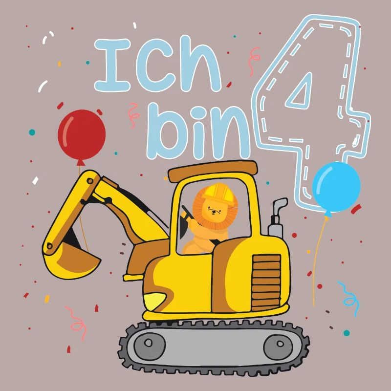 Kinder Geburtstag Geschenk Ich bin 4 - Bagger
