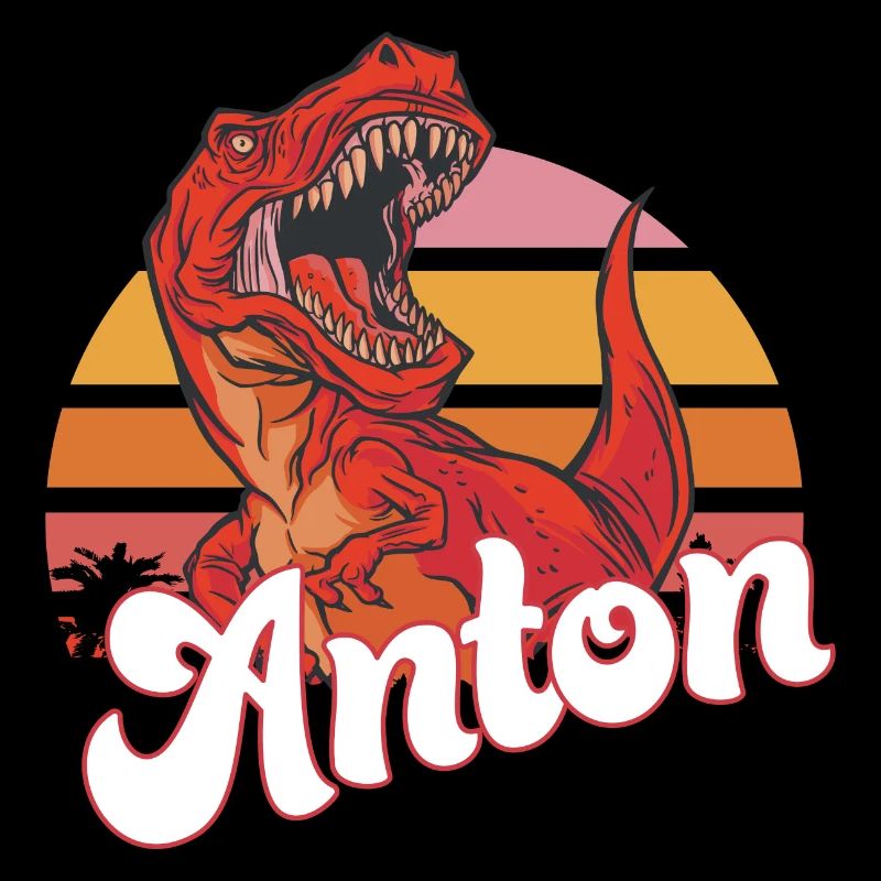 ANTON - Beautiful boy name with T-REX Dino