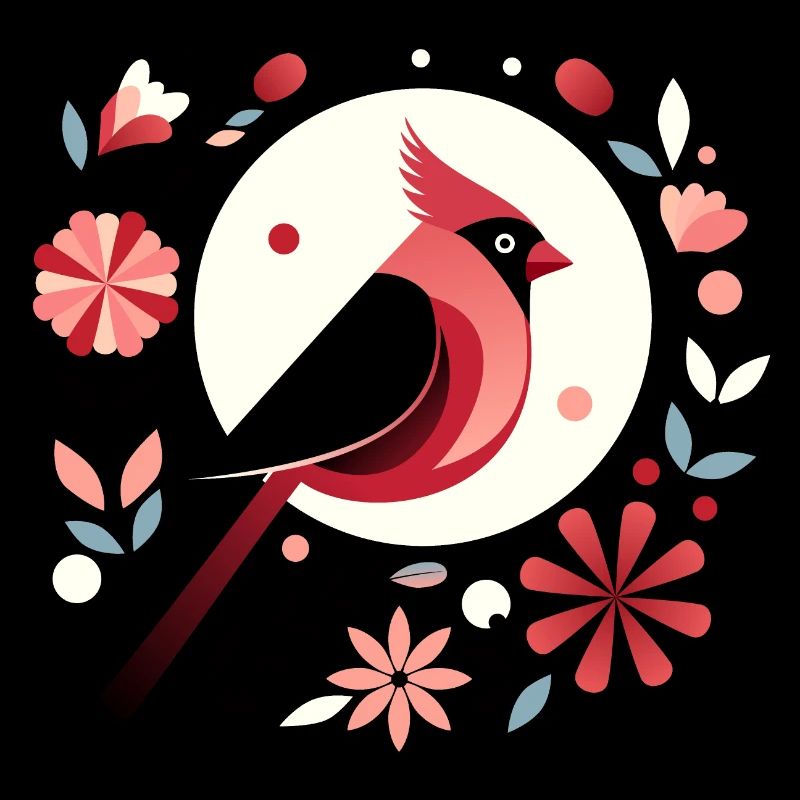 Cardinal et fleurs