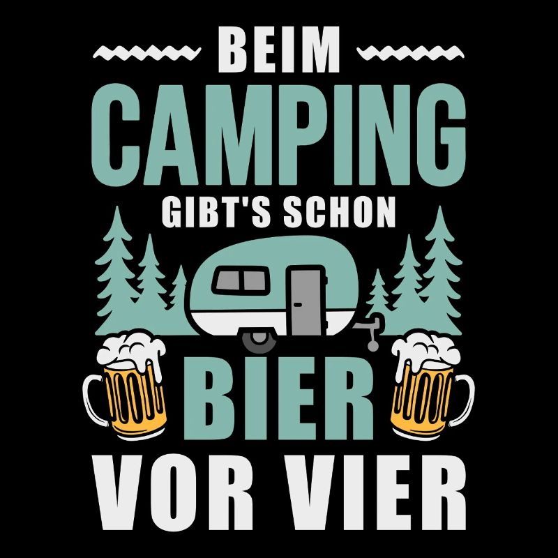 Camping Bier vor vier Wohnwagen Camper