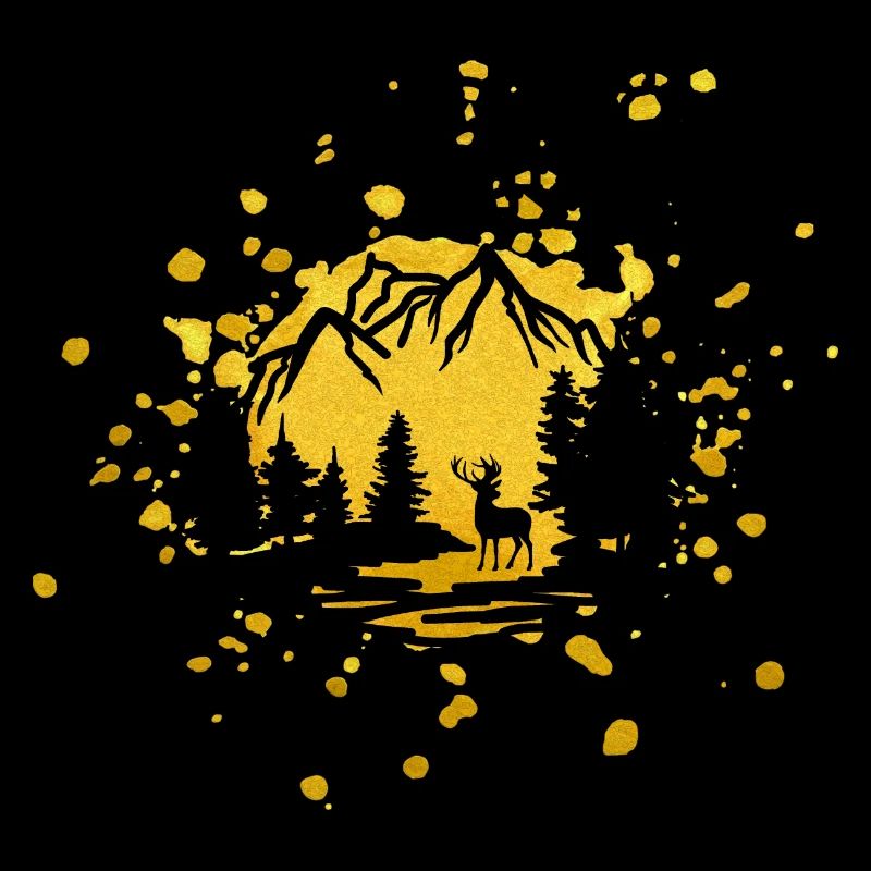 Coucher de soleil doré dans la montagne.