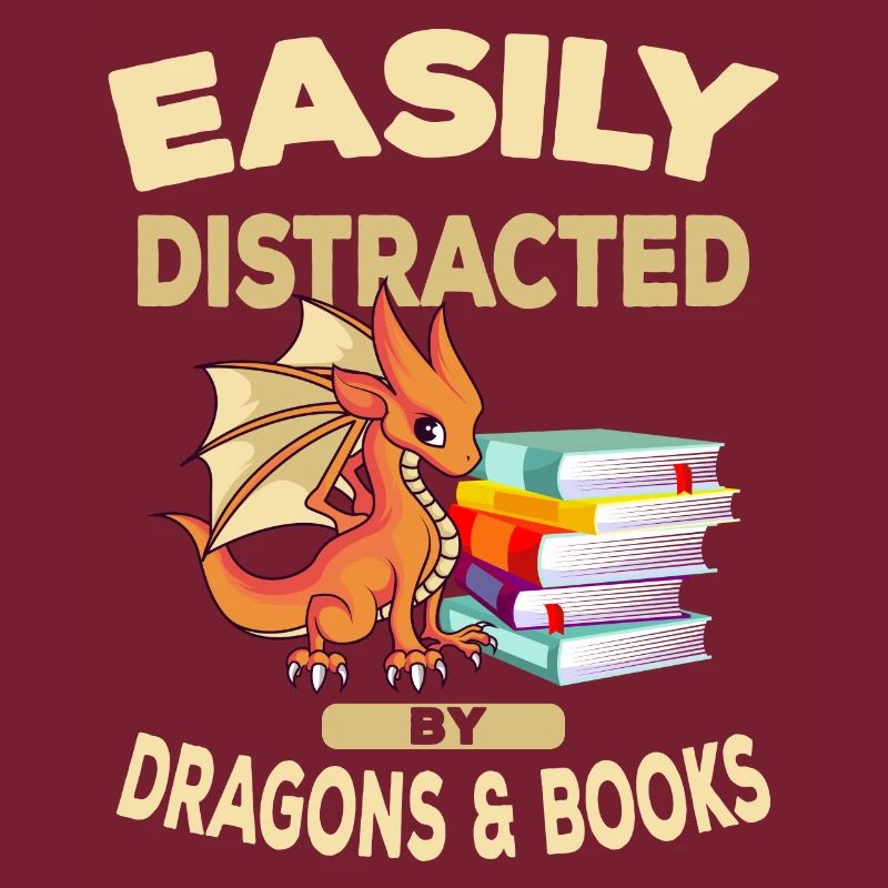 Easily Distracted By Dragons and Books Geschenk