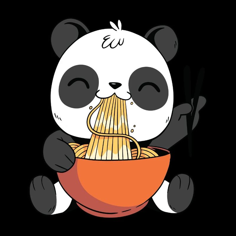 Netter Panda, der Ramen isst