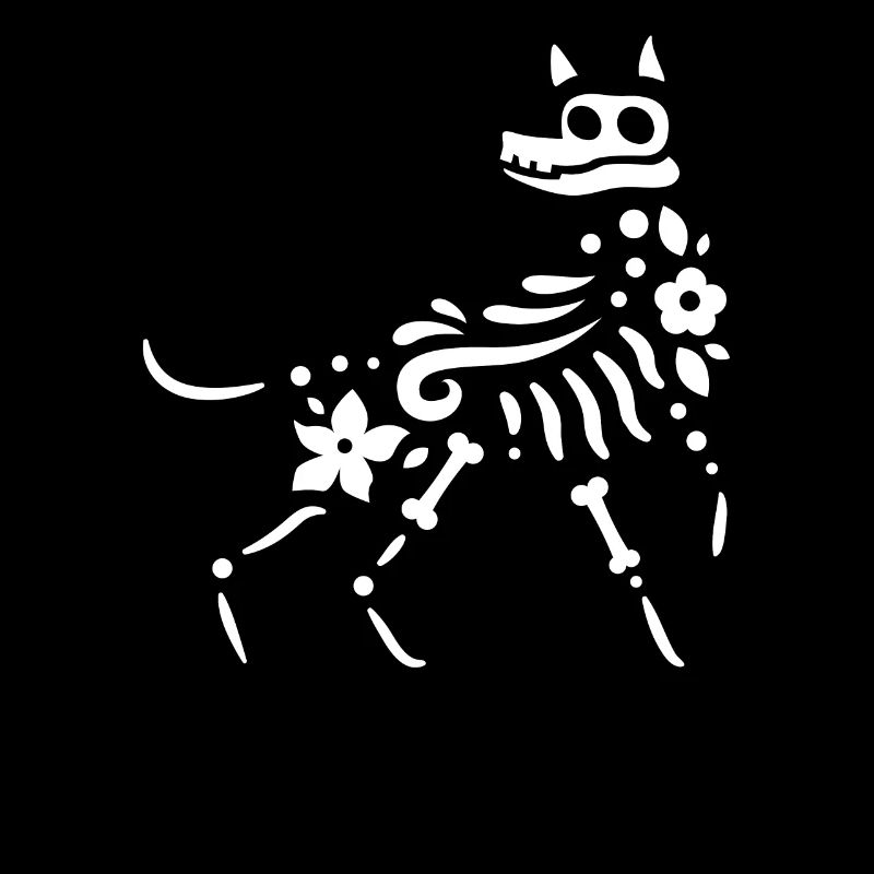 Drôle de squelette de chien avec des fleurs