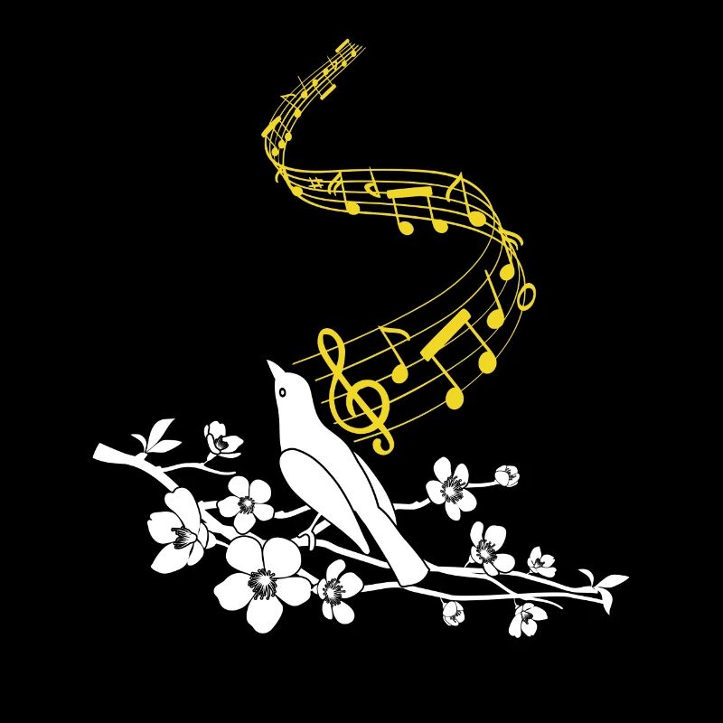 Musical notes Cute singing bird