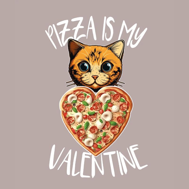 La pizza est mon chat de la Saint-Valentin Mama Cat Daddy