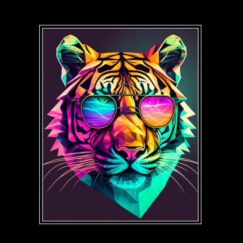 Bengalischer Tiger Katze Polygon Raubkatze Neon