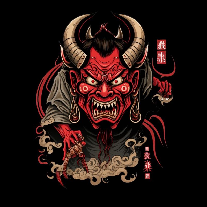 Oni Yökai creature with sharp claws and horns
