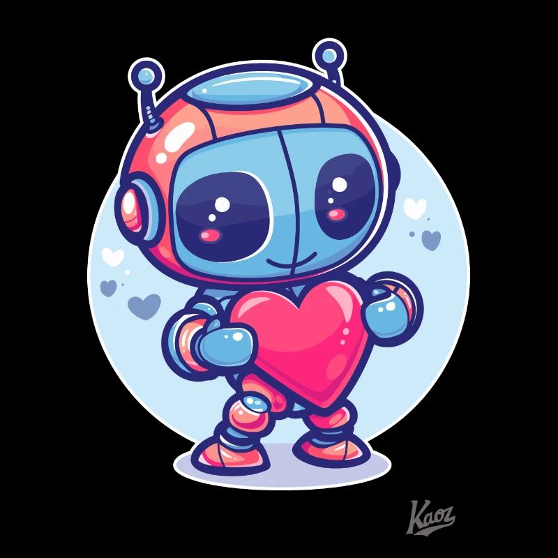 süßer cooler Roboter mit Herz und Liebe