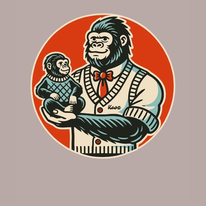 Papa gorille avec bébé