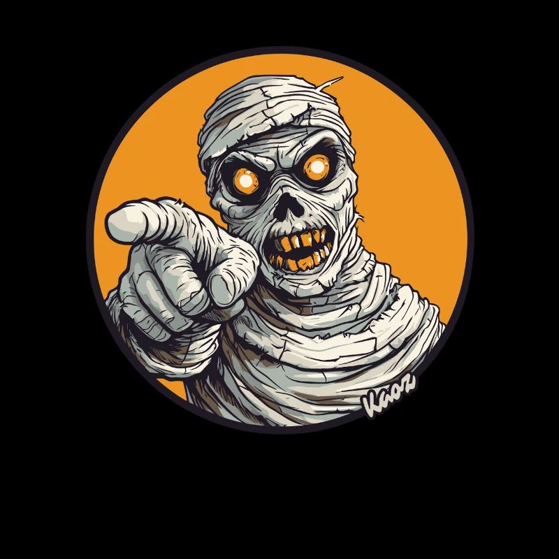 Creepy mummy points at you