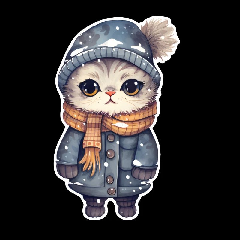 Chat avec chapeau, écharpe et veste