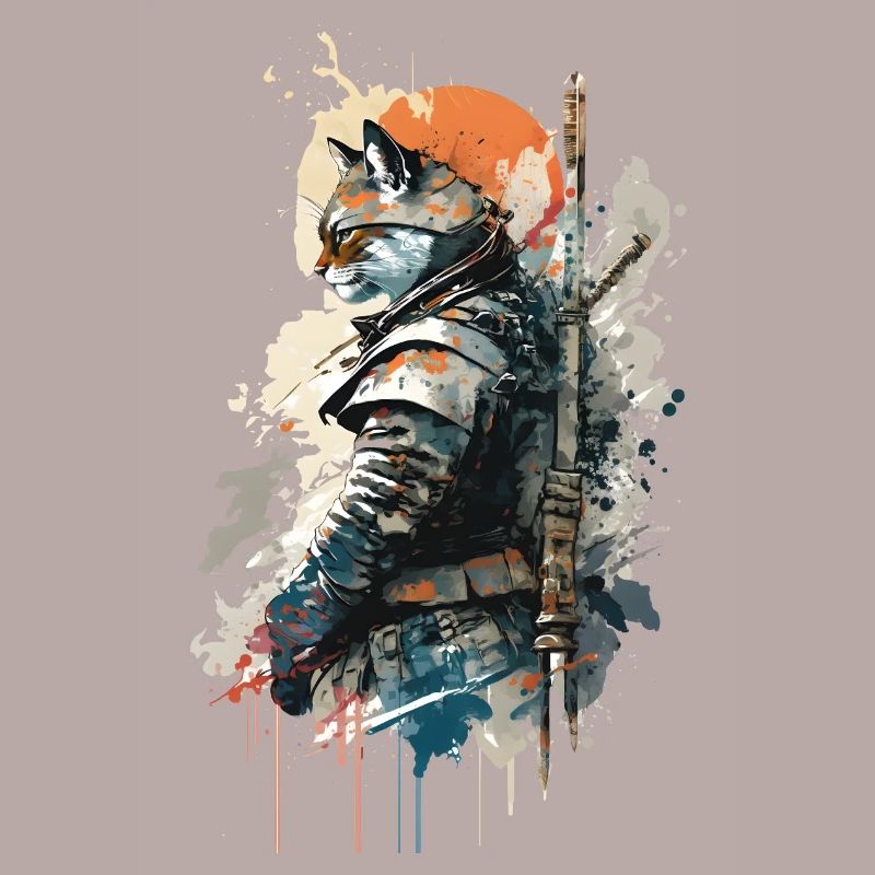 Samurai-Katze trägt eine Uniform