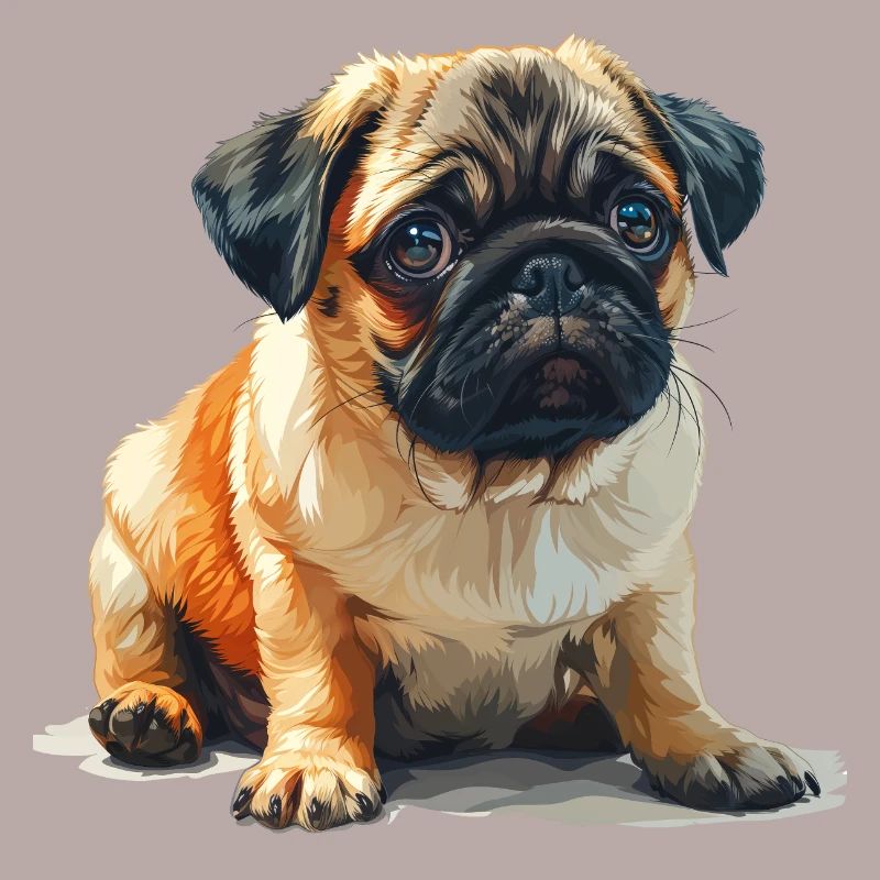 Mops Welpen sitzend