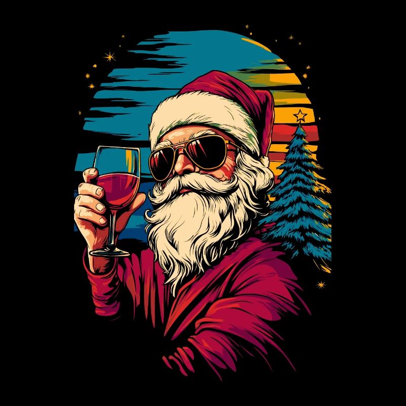 Cooler Weihnachtsmann mit Weinglas