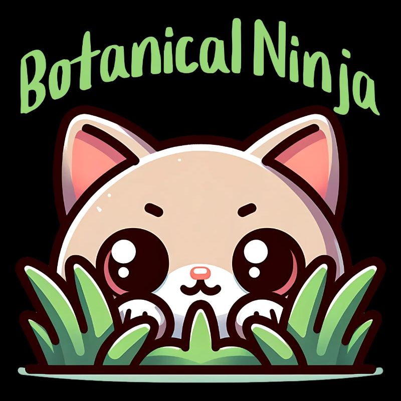 Chat ninja botanique dans la conception du jardin