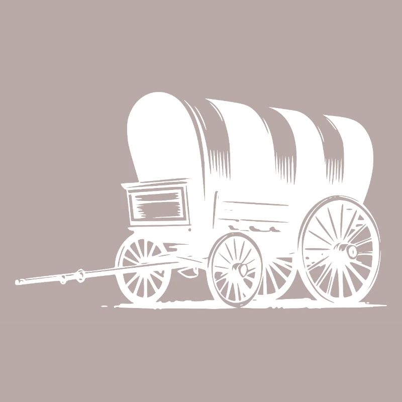 Wagon couvert avec bâche rayée