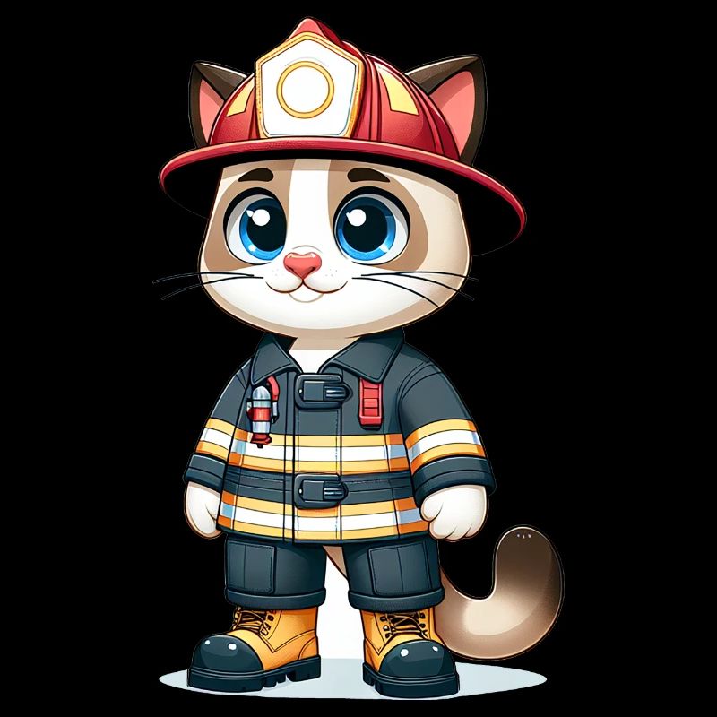 Chat mignon pompier