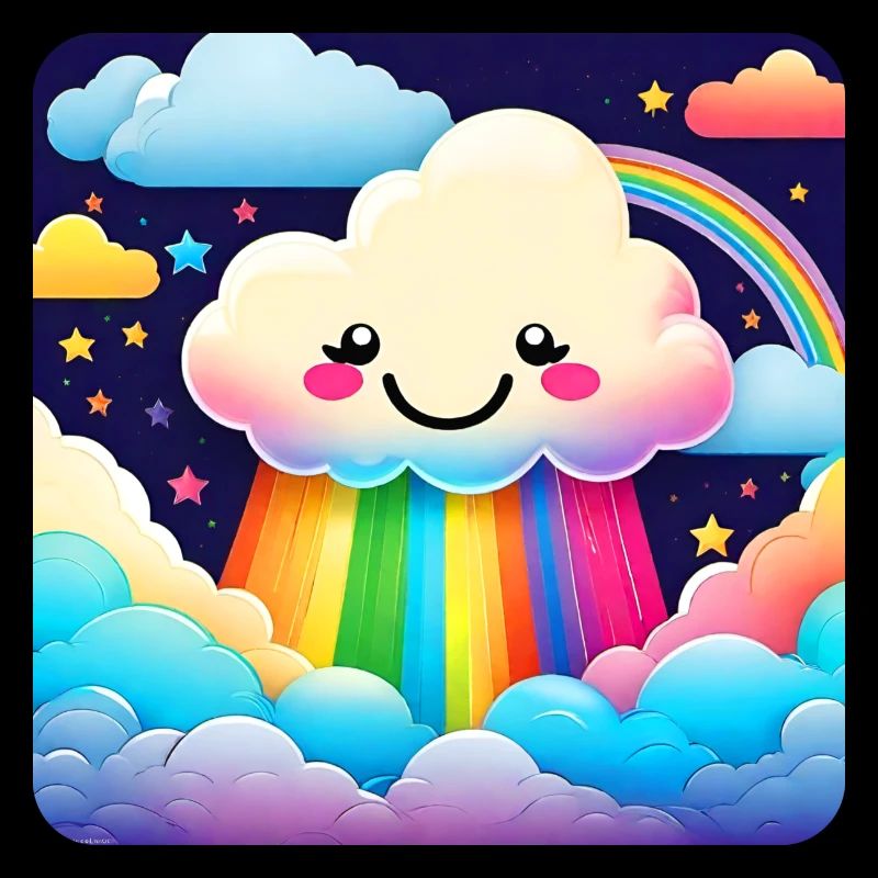 Cute Cloud Raining Rainbow Colors